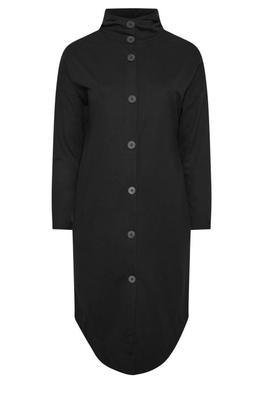 YOURS Plus Size Black Button Through Hooded Maxi Jacket | Yours Clothing 5