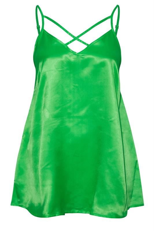 YOURS Plus Size Bright Green Satin Cami Top | Yours Clothing  6