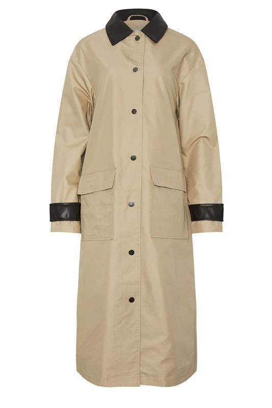 LTS Tall Stone Brown Cotton Longline Car Coat | Long Tall Sally 6