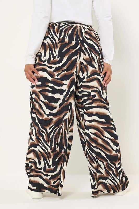 YOURS Plus Size Black Animal Print Trousers | Yours Clothing 2