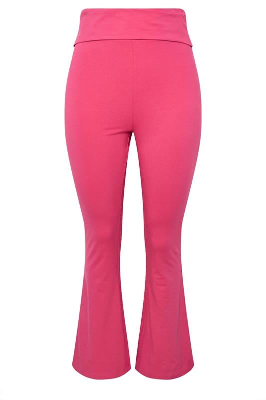 LIMITED COLLECTION Plus Size Hot Pink Fold Over Kick Flare Leggings | Yours Clothing 5