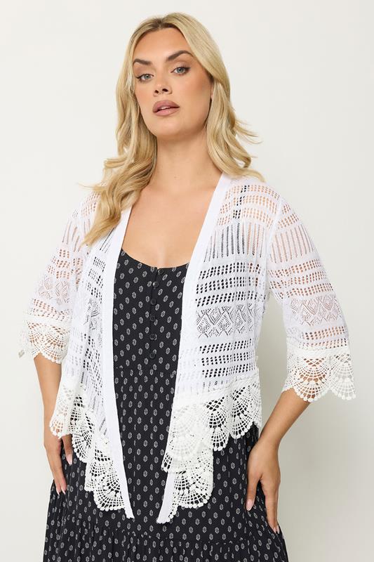 YOURS Curve White Waterfall Cardigan