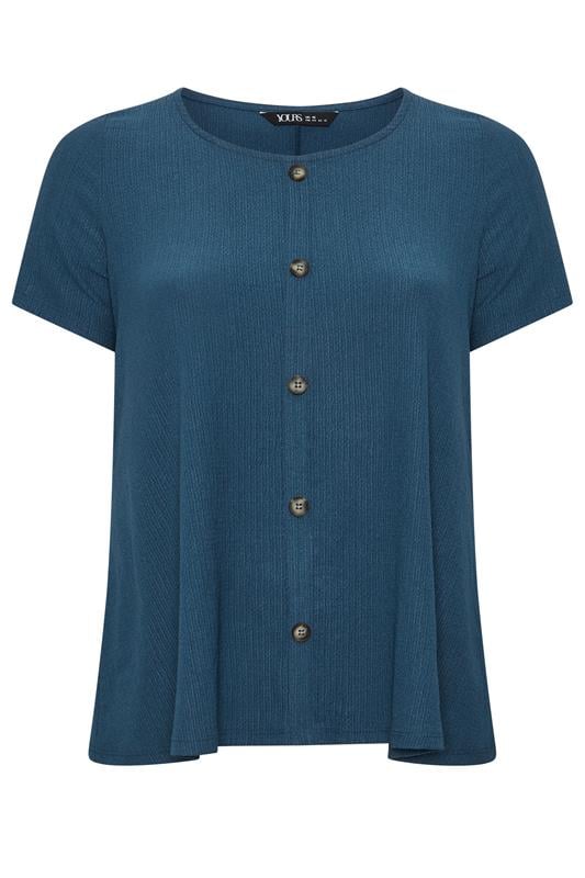 YOURS Plus Size Blue Crinkle T-Shirt | Yours Clothing 5