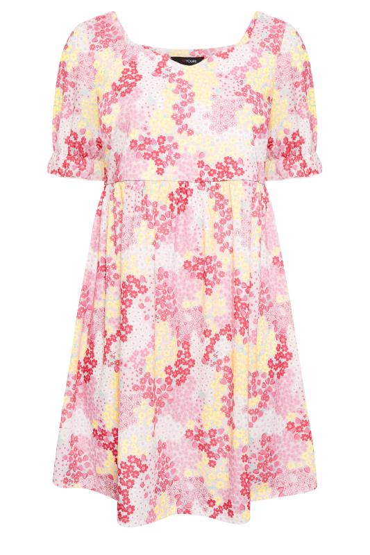 YOURS Curve Plus Size Pink Ditsy Floral Sweetheart Dress | Yours Clothing  6