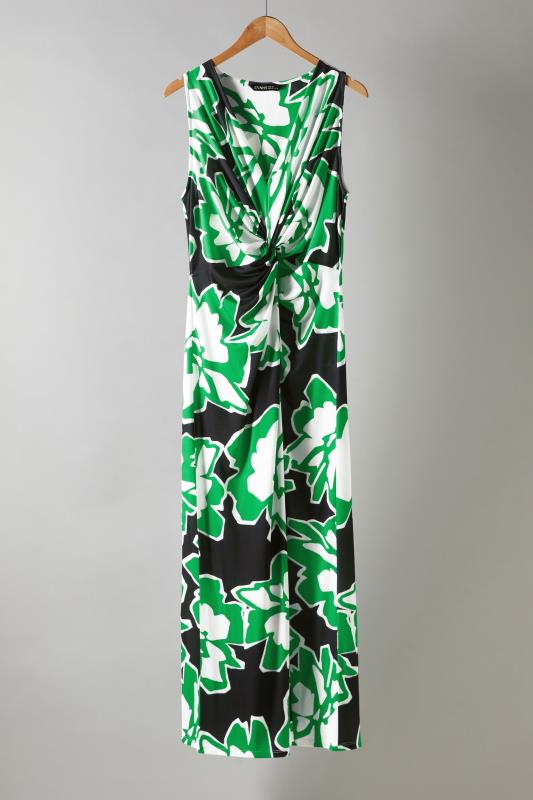 EVANS Plus Size Green Abstract Floral Print Twist Front Maxi Dress | Evans 7