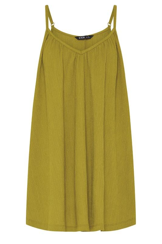 YOURS Plus Size Green Crinkle Cami Vest Top | Yours Clothing 5