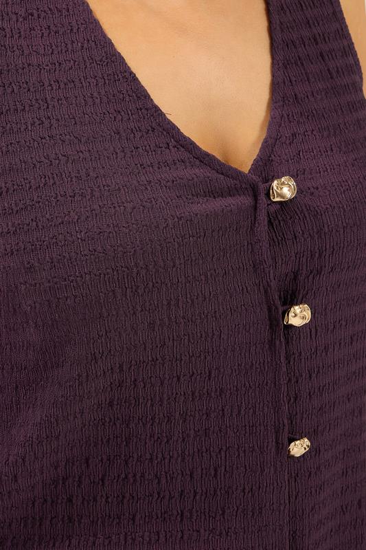 YOURS Plus Size Purple Textured Waistcoat | Yours Clothing 5