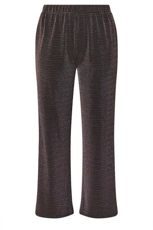 YOURS Plus Size Black Metallic Wide Leg Trousers | Yours Clothing 5