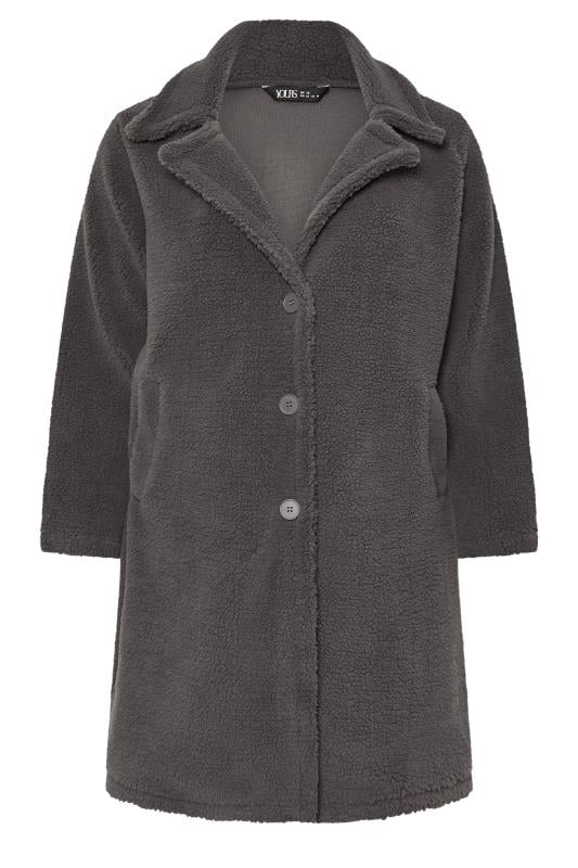 YOURS Plus Size Grey Faux Fur Teddy Coat | Yours Clothing 5