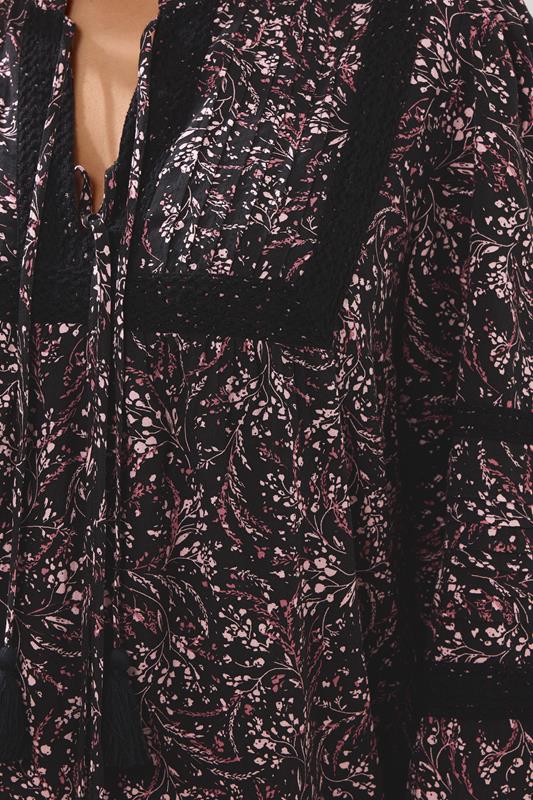 YOURS Plus Size Pink Floral Crochet Trim Blouse | Yours Clothing 6