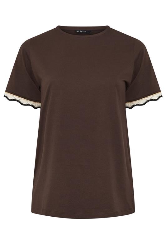YOURS Plus Size Burnt Metallic Crochet Trim T-Shirt | Yours Clothing 5