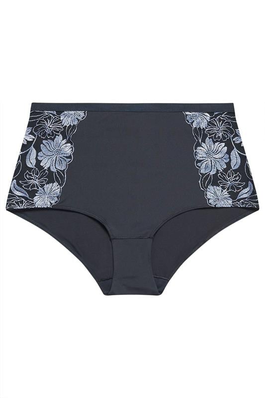 YOURS Curve Navy Blue Floral Embroidered Full Briefs | Yours Clothing 5