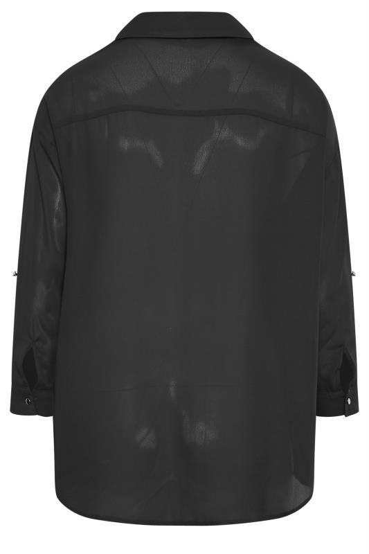 YOURS Plus Size Black Half Placket Collared Blouse | Yours Clothing 7