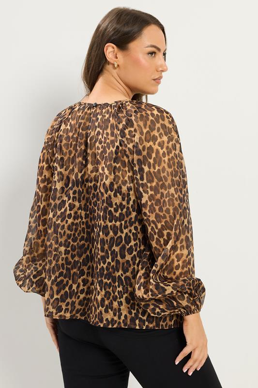 YOURS Plus Size Brown Leopard Chiffon Top | Yours Clothing 2