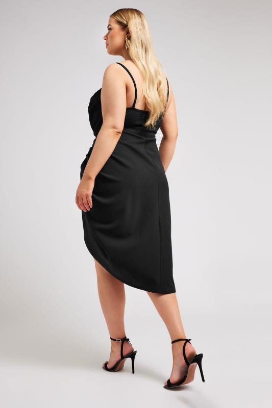 YOURS LONDON Plus Size Black Cowl Neck Gathered Dress | Yours Clothing 3