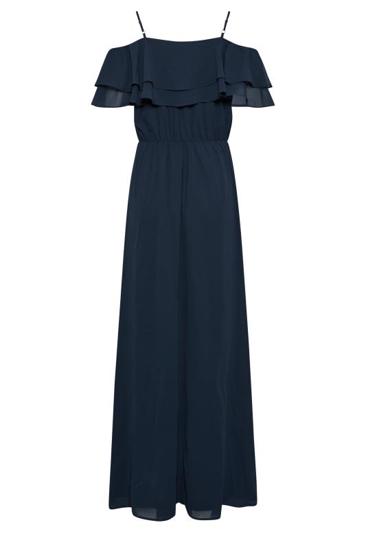 LTS Tall Women's Navy Blue Ruffle Maxi Dress | Long Tall Sally  8