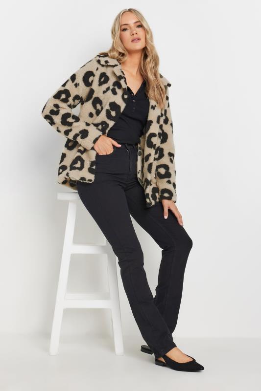 LTS Tall Beige Brown Animal Print Teddy Fleece Jacket | Long Tall Sally 2