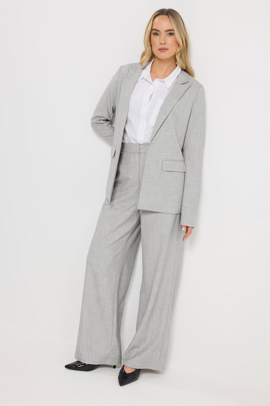  LTS Tall Light Grey Tailored Wide Leg Trousers