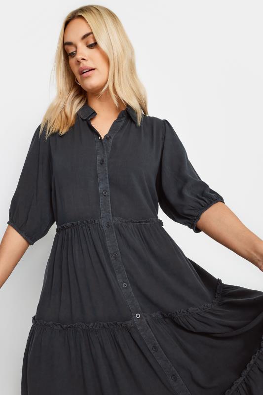 YOURS Plus Size Charcoal Grey Midaxi Shirt Dress | Yours Clothing 4