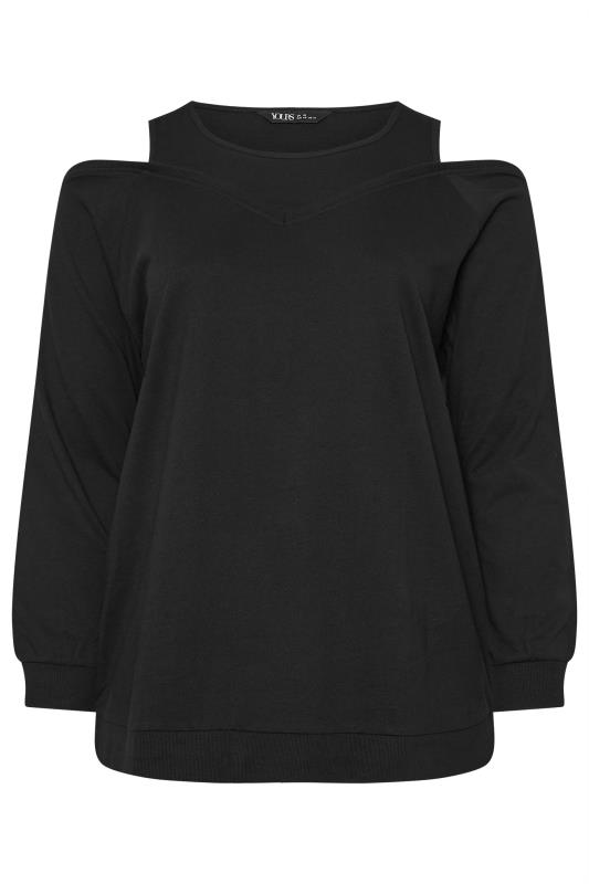 YOURS Plus Size Black Cold Shoulder Sweatshirt | Yours Clothing  5