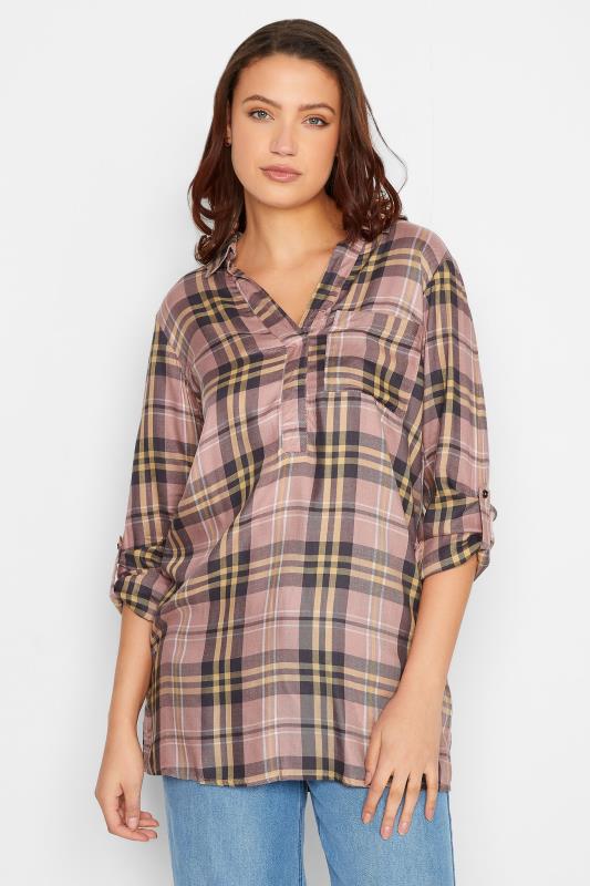 Tall Women's LTS Pink Check Overhead Shirt | Long Tall Sally 4