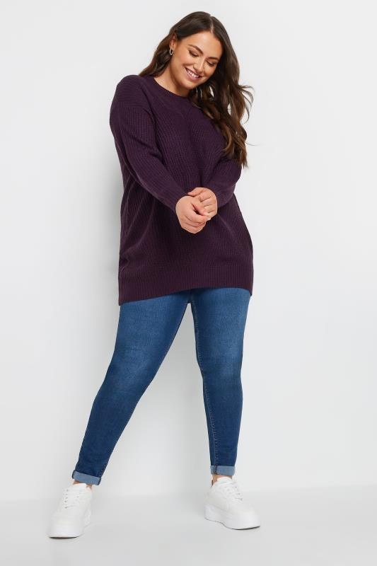 YOURS Plus Size Essential Purple Knitted Jumper | Yours Clothing 3