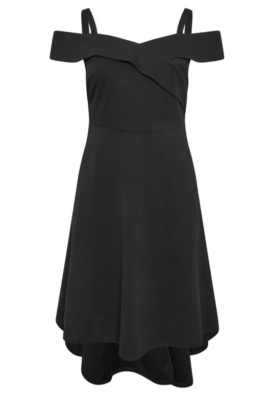 YOURS LONDON Plus Size Black Bardot Dipped Hem Dress | Yours Clothing 5