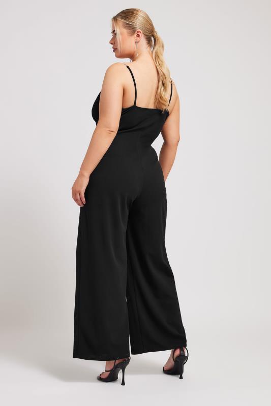 YOURS LONDON Plus Size Black Diamante Corset Jumpsuit | Yours Clothing 3