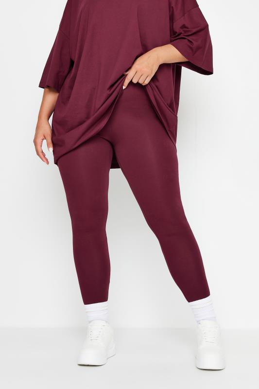 YOURS Plus Size Burgundy Red Leggings | Yours Clothing  1