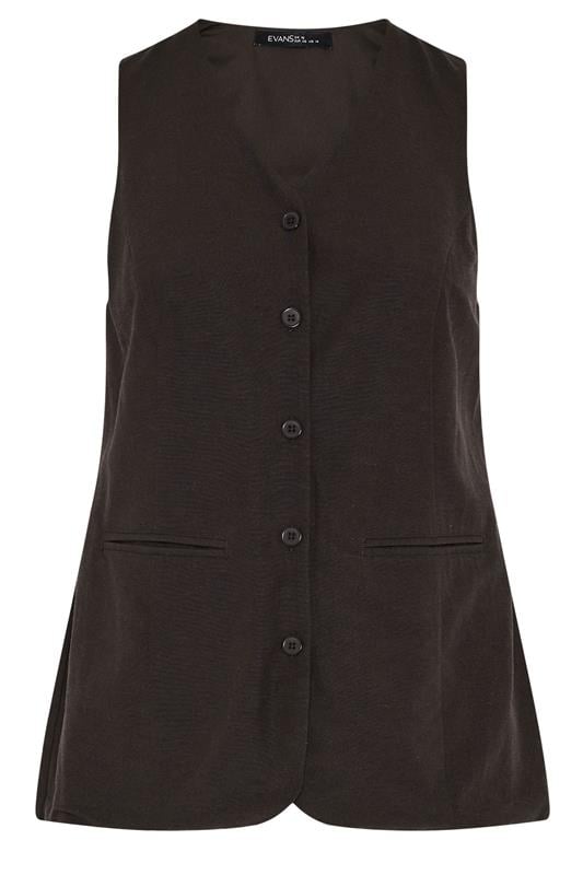 EVANS Plus Size Chocolate Brown Linen Waistcoat | Evans 7