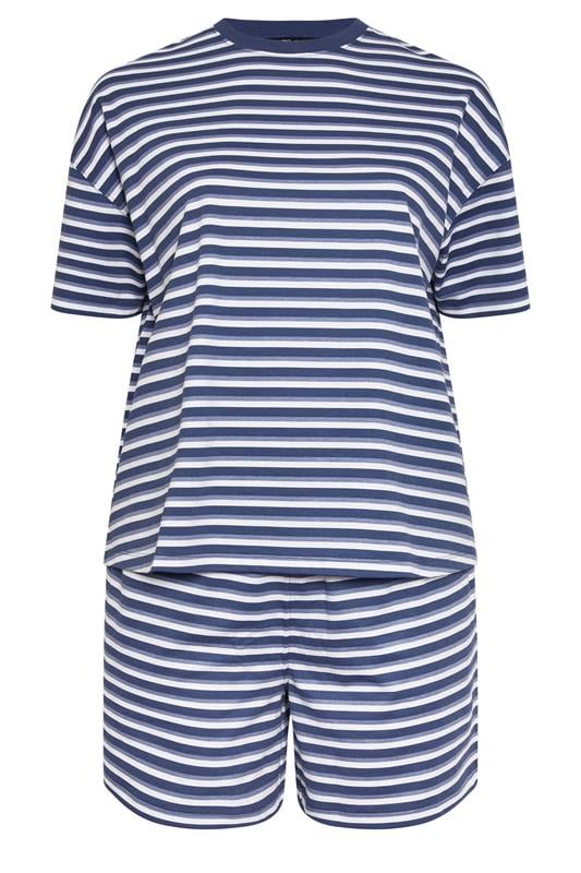 YOURS Plus Size Blue Stripe T-Shirt & Shorts Co-ord | Yours Clothing 6
