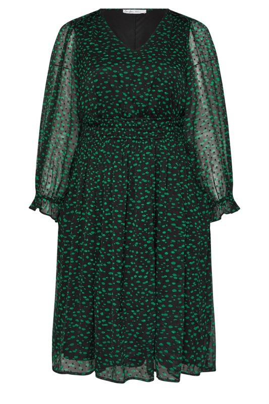 YOURS LONDON Plus Size Green Spot Print Dobby Midi Dress | Yours Clothing 5