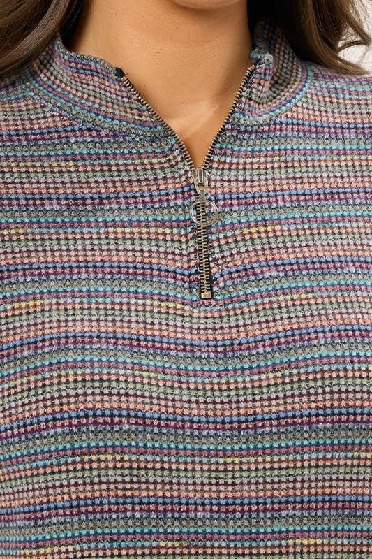 YOURS Plus Size Blue Ribbed Quarter Zip Jumper Dress | Yours Clothing 4