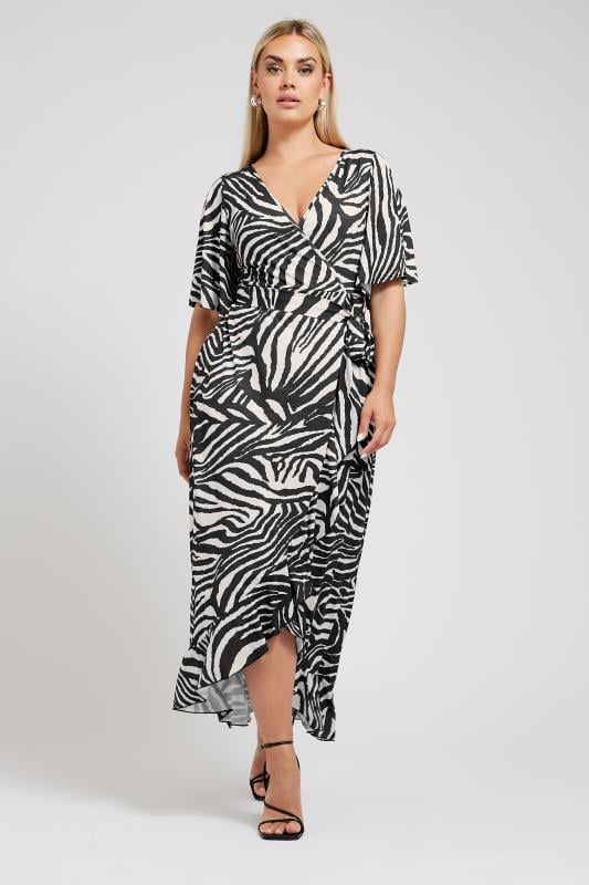 YOURS LONDON Plus Size White Zebra Print Ruffle Hem Maxi Dress | Yours Clothing 2