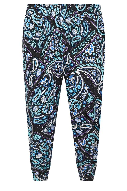 YOURS Plus Size Blue Paisley Print Harem Trousers | Yours Clothing 5
