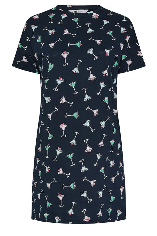 YOURSET 2 PACK Plus Size Green Cocktail Print Sleep Tee Nightdresses | Yours Clothing 9