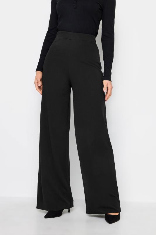 LTS Tall Black & White Contrast Waistband Wide Leg Trousers