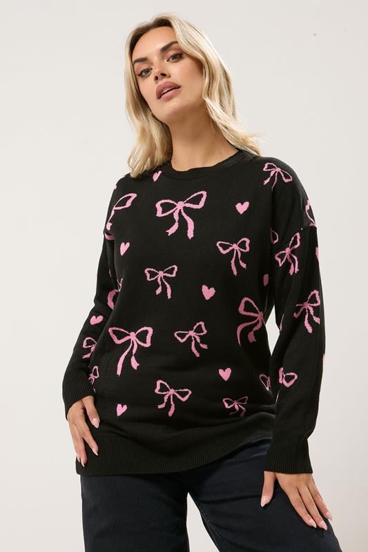  YOURS Curve Black Bow Knitted Jumper