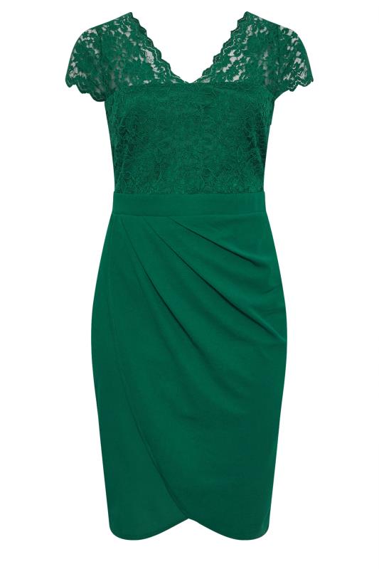 YOURS LONDON Plus Size Green Lace Midi Dress | Yours Clothing 5