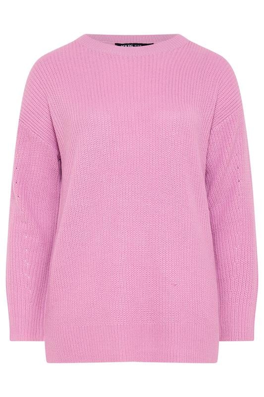 YOURS Plus Size Pink Drop Shoulder Knitted Jumper | Yours Clothing 5