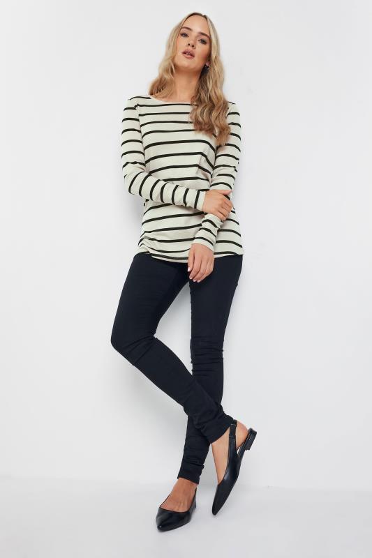 LTS Tall Womens Natural Brown & Black Stripe Long Sleeve Cotton T-Shirt | Long Tall Sally  2