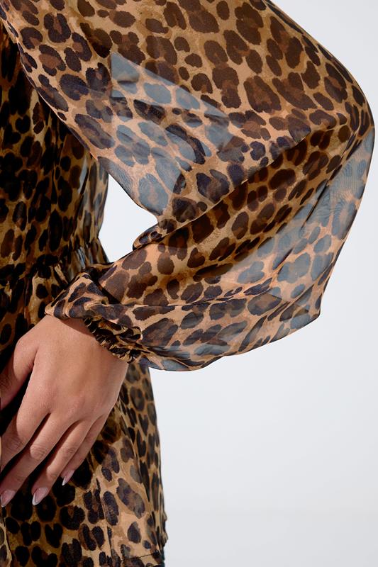 LIMITED COLLECTION Plus Size Brown Leopard Bow Tie Front Blouse | Yours Clothing 4
