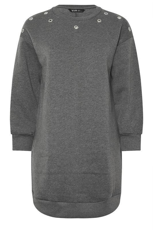 YOURS Plus Size Grey Eyelet Sweatshirt Dress | Yours Clothing 5