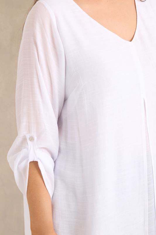EVANS Plus Size White Double Layer Blouse | Evans 4