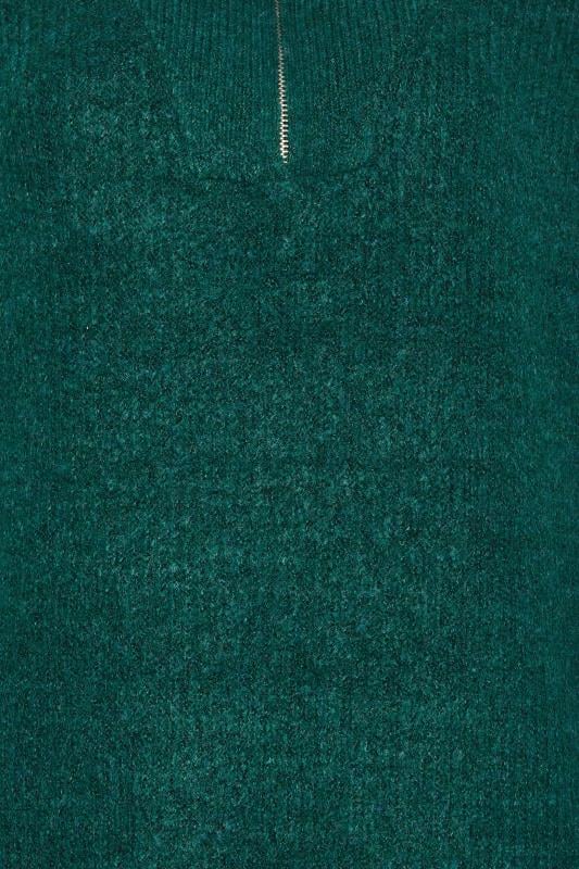 LTS Tall Dark Green Marl Zip Funnel Neck Jumper | Long Tall Sally  5