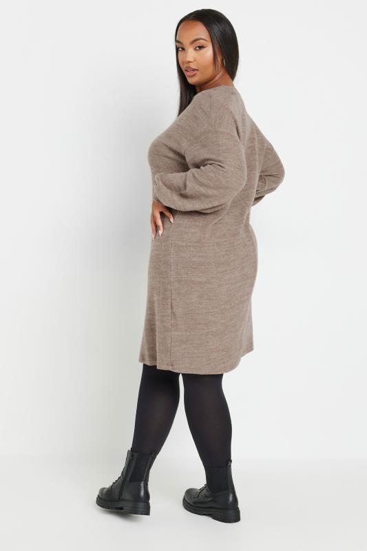 YOURS Plus Size Mocha Brown Soft Touch Jumper Dress | Yours Clothing 3