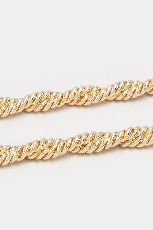 Gold Tone Twisted Rope Chain Necklace | Yours Clothing 2
