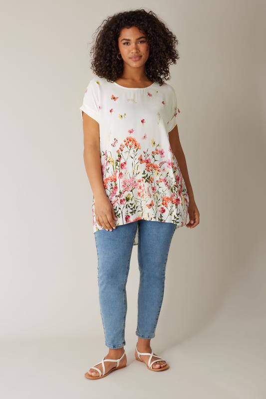 EVANS Plus Size White Floral Print Blouse | Evans 2