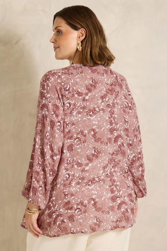 EVANS Plus Size Pink Paisley Long Sleeve Blouse | Evans 2