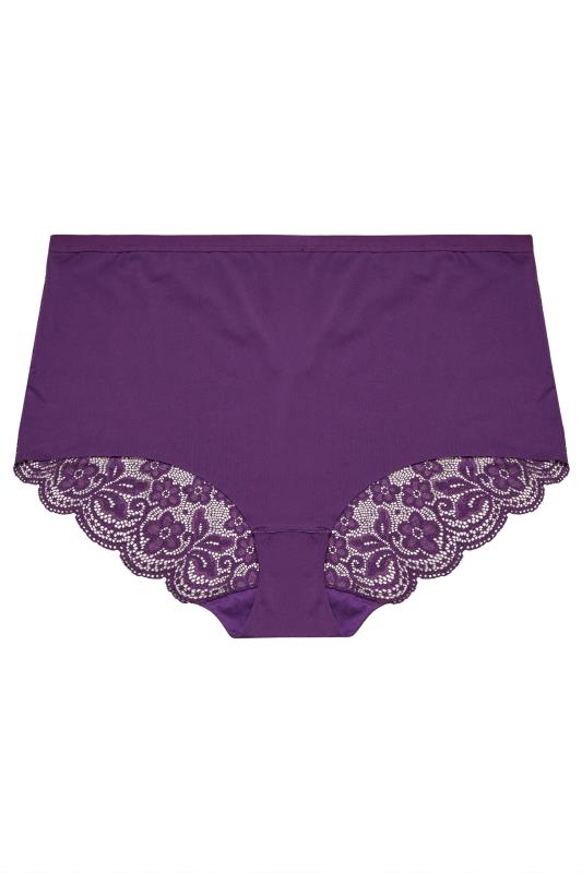 YOURS 3 PACK Plus Size Red & Purple Lace Back High Waisted Knickers | Yours Clothing 12